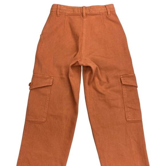 WILFRED FREE Aritzia Pant High Waisted Twill Modern Cargo Pants Sz 00 Rust - Picture 7 of 8
